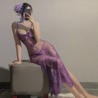 Pure desire Chinese style lace see-through pajamas small breast uniform temptation erotic lingerie sexy halter dress 11608