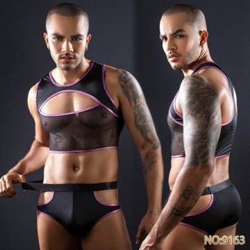 Nightclub bar adult performance erotic underwear men’s erotic uniform seductive see-through clothing 9163